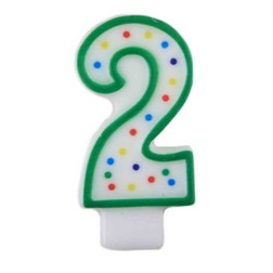 Green Number "2" Candle