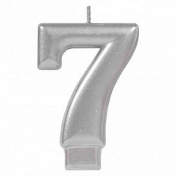 Silver Number 7 Candle