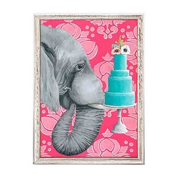 Ele With Cake Mini Framed Canvas