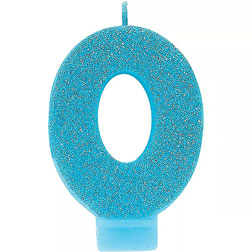 Caribbean Blue Glitter Number 0 Candle