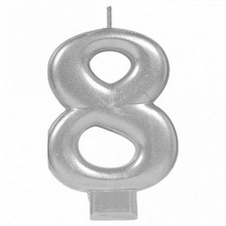Silver Number 8 Candle