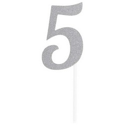 Number 5 Silver Cake Topper