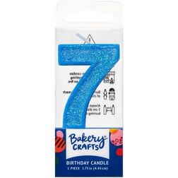 Blue Number 7 Glitter Candle