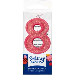 Pink Number 8 Glitter Candle