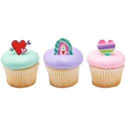 Rainbow Love Edible Cupcake Toppers