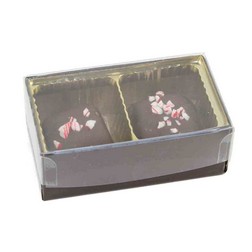 2 Cavity Gold Truffle Insert Candy Box with Clear Lid