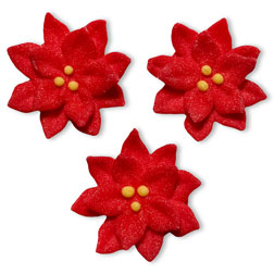 Mini Poinsettia Icing Decorations