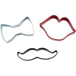 Bow Tie, Mustache, and Lips Cookie Cutter Set