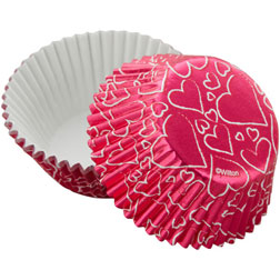 Pink Hearts Foil Cupcake Liners