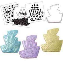 Topsy Turvy Wedding Cake Cookie Cutter Texture Set