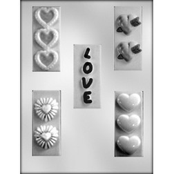 "LOVE" with Hearts Bars Chocolate Mold