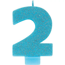 Caribbean Blue Glitter Number 2 Candle