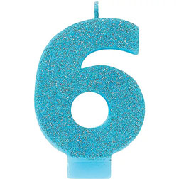 Caribbean Blue Glitter Number 6 Candle