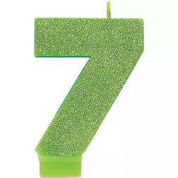 Kiwi Green Glitter Number 7 Candle
