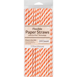 Striped Orange Paper Straws