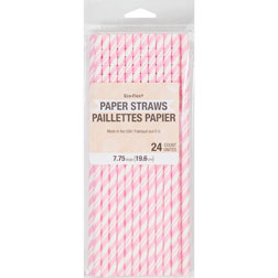 Striped Pink Paper Straws