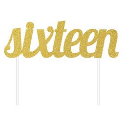 Gold "Sixteen" Cake Topper