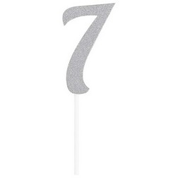 Number 7 Silver Cake Topper