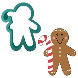 Gingerbread Boy w/ Candy Cane Cookie Cutter