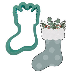 Stocking With Greenery Cookie Cutter