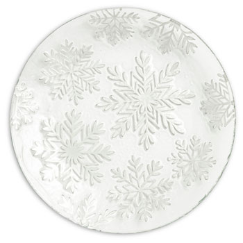 Round Glass Snowflake Embossed Plate