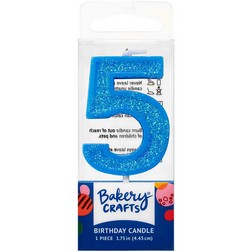 Blue Number 5 Glitter Candle