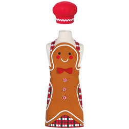 Gingerbread Man Christmas Apron and Hat Set - Child