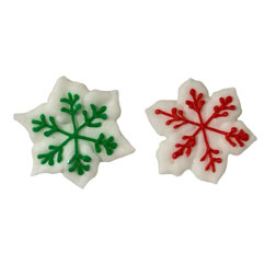 Snowflakes with Red and Green Trim Icing Decorations