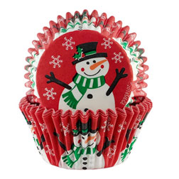Red Snowman Cupcake Liners