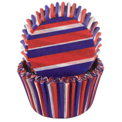 Red, White, & Blue Striped Cupcake Liners