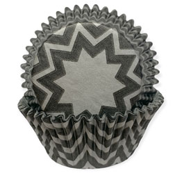 Silver and Black Chevron Cupcake Liners