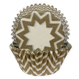White and Gold Chevron Cupcake Liners