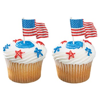 4th of July Patriotic Cake and Cupcake Toppers