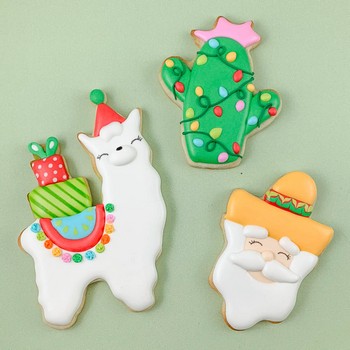 Christmas Llama & Cacti Sugar Cookies