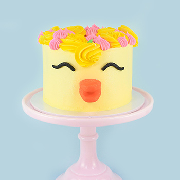 Flower Crowned Baby Chick Cake