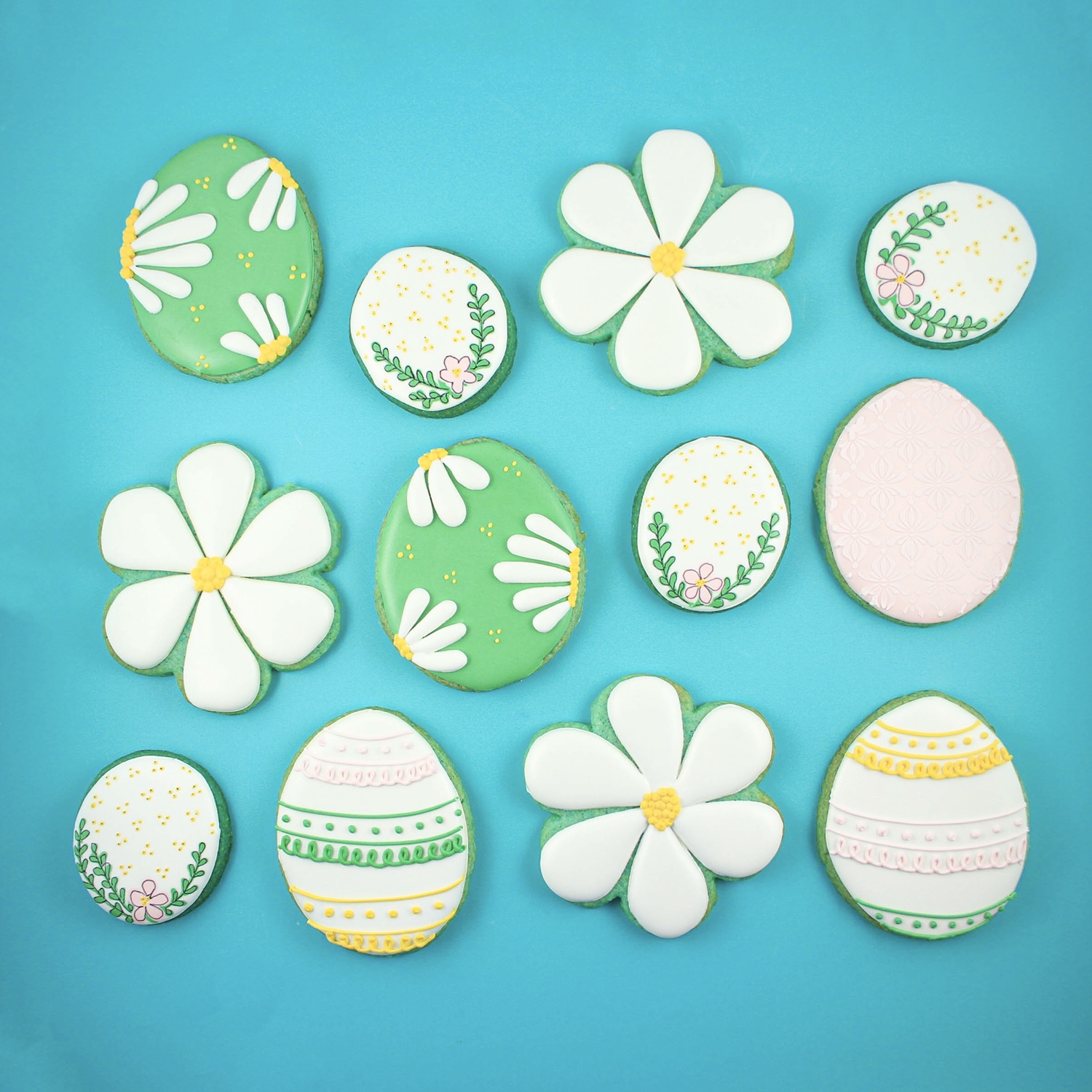 Blue Easter Royal Icing Cookies