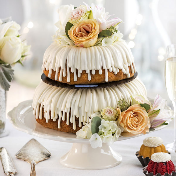 natural floral wedding bundt cake