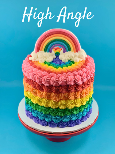 rainbow cake photo from high angle - showcase top features