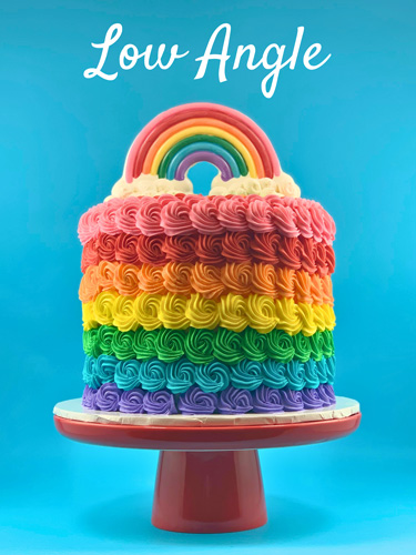 rainbow cake from low angle - showcase lower details