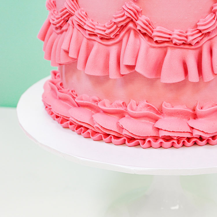 close-up of pink vintage cake