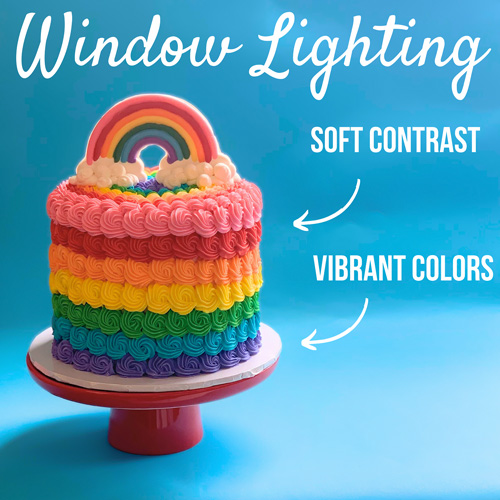 shot of a rainbow cake that was taken near window - soft contrast - nice colors