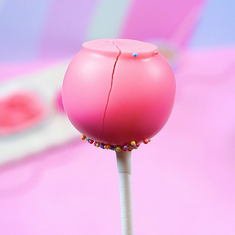 pink cake pop with crack