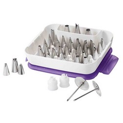 Russian Piping Tips- 24 Pc Dessert Cake Decorating Nozzle Set w 13 Nozzles,  10 Bags, and Tri-Color Coupler, Use 3 Colors at Once - Great Baking Gift