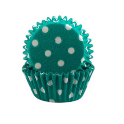 Teal Green Polka Dot Mini Cupcake Liners