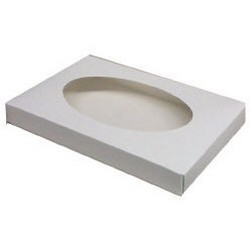 1 lb White Candy Box w/ Large Oval Window