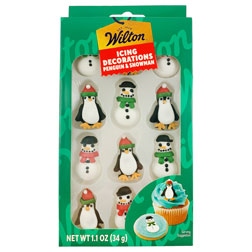 Snowman and Penguin Icing Decorations