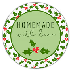 Holly Print Homemade with Love Stickers