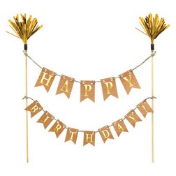 Gold Flag Happy Birthday Banner