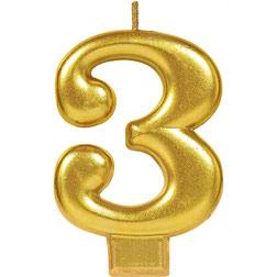 Gold Number 3 Candle