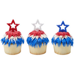 Red, White, & Blue Stars Silhouette Cake Picks